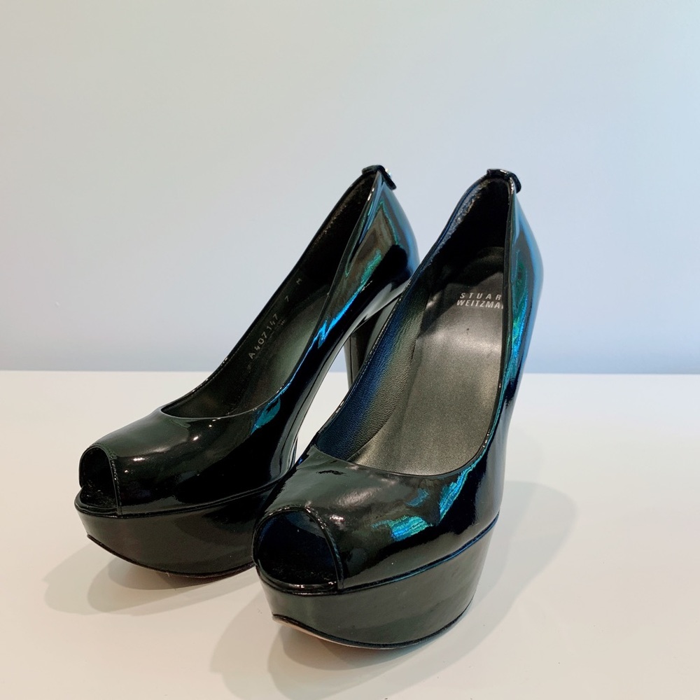 Stuart Weitzman Diplille Peep Toe Patent Leather - image 4